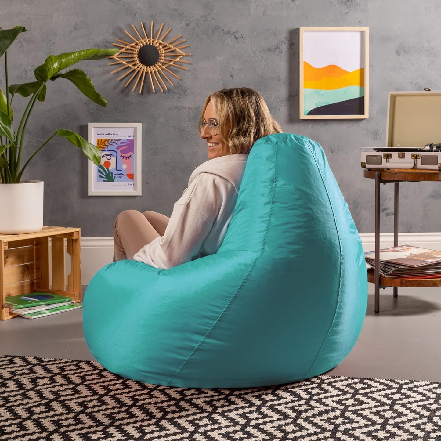 Pouf Poire Turquoise - Ettalia Market