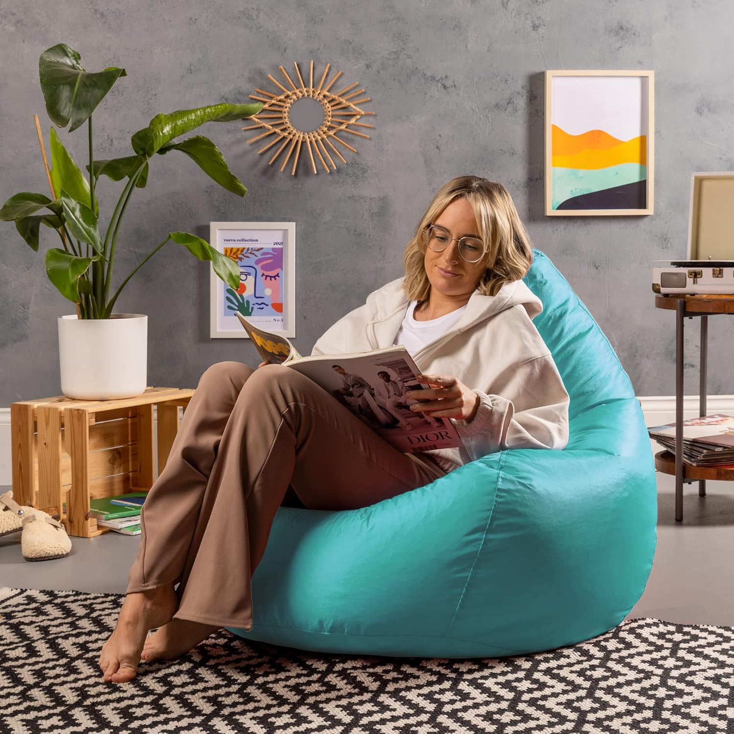 Pouf Poire Turquoise - Ettalia Market